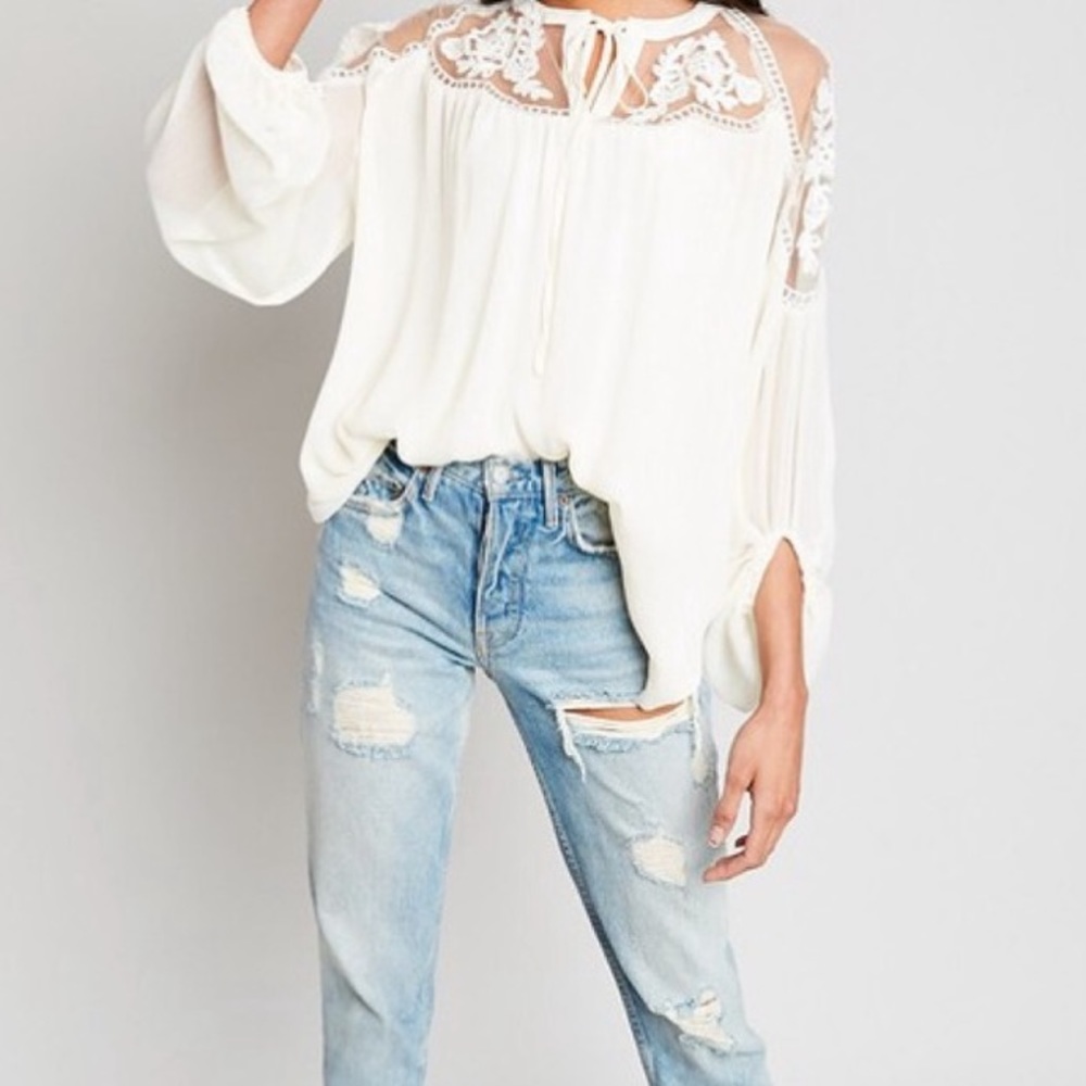 🆕Black Semi Sheer Lace Flowy Peasant Doll Blouse - Picture 7 of 7
